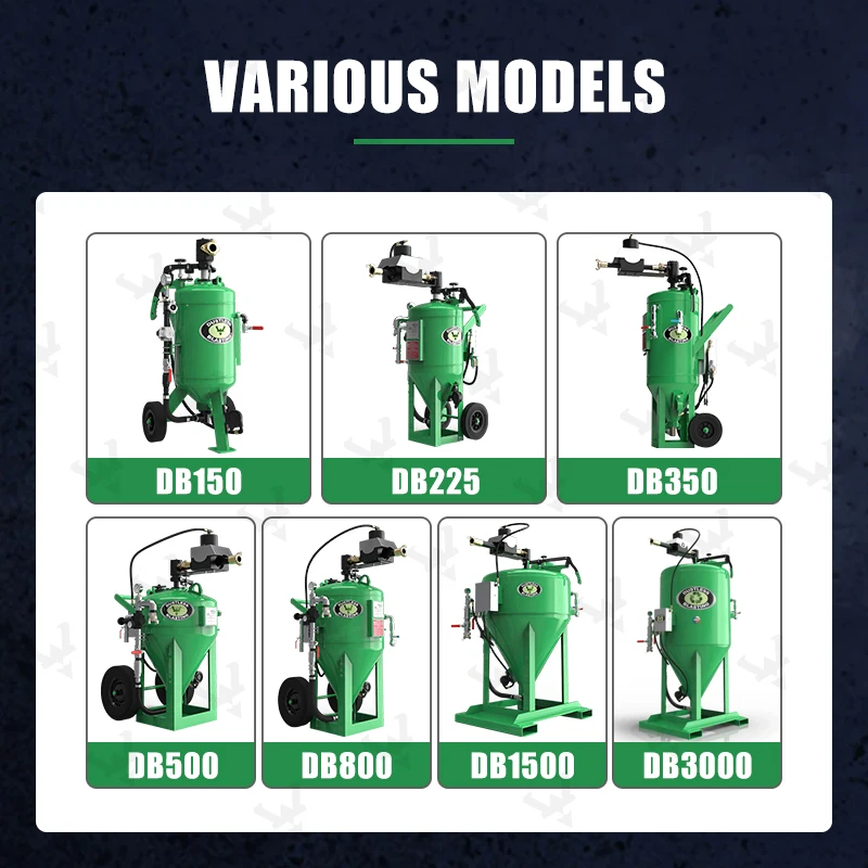 Industrial Portable Mobile Trailer Eco Friendly Sand Blaster Dustless Blast Machine for Db500 Db-150 Db225 Db 800
