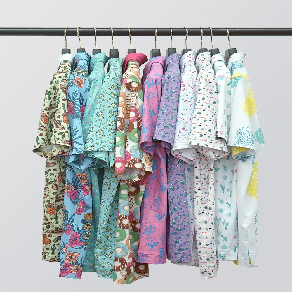 Design Polyester Spandex Custom Embroidery logo Quick Dry Slim Fit Floral Print Golf Wear Color Combination Sports Polo Shirt