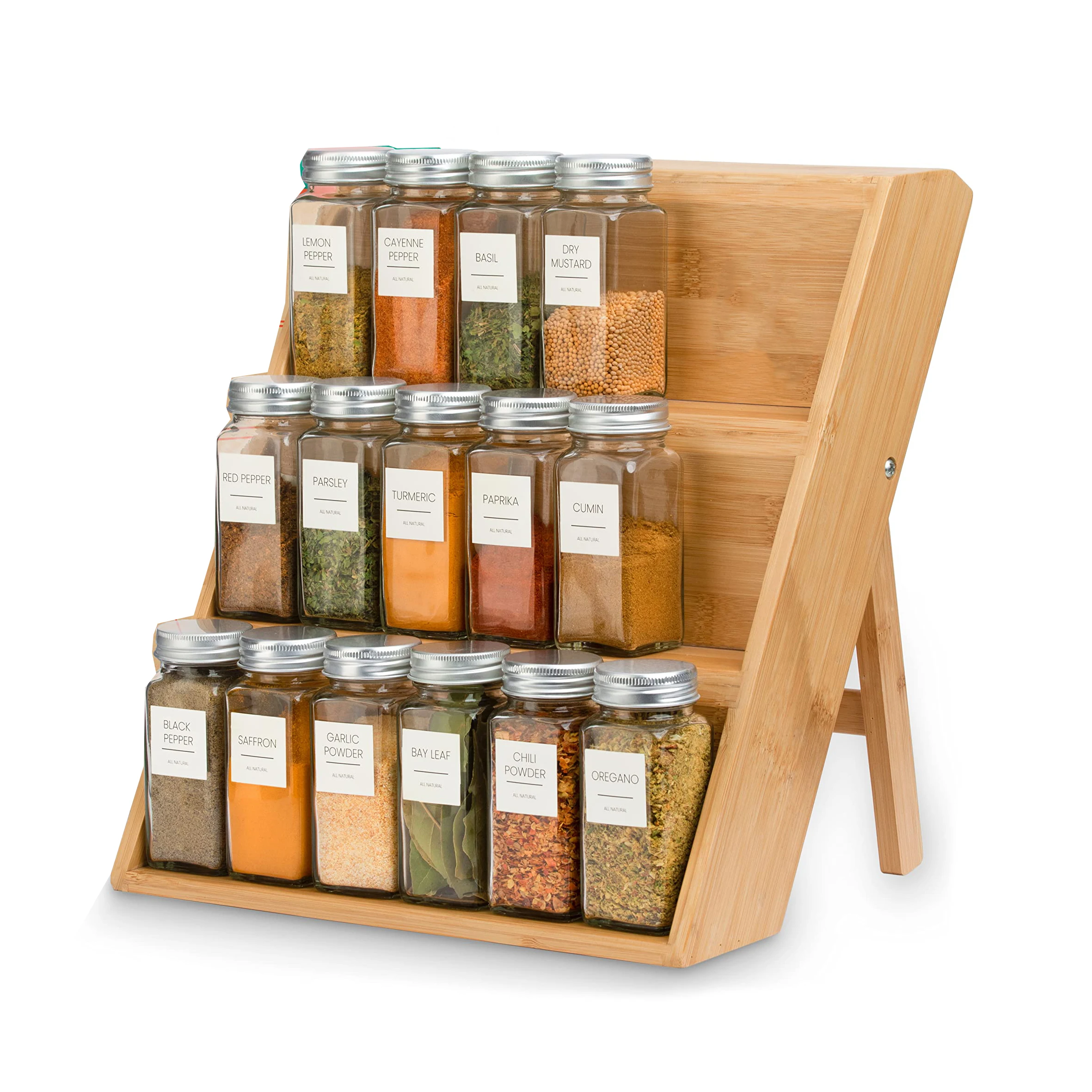 1pc, Spice Drawer Organizer,3 Tier Seasoning Organizer, Bamboo Spice Drawer  Organizer, Seasoning Jars Drawer Insert, Kitchen Drawer Spice Rack Tray Fo