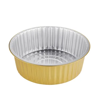 Laixin Wholesale 3000ml Gold Big Round Disposable Aluminum Bowl With Lid