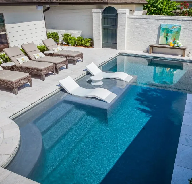 Kolam renang luar ruangan kursi santai di air sunbed kolam renang kursi  lounge