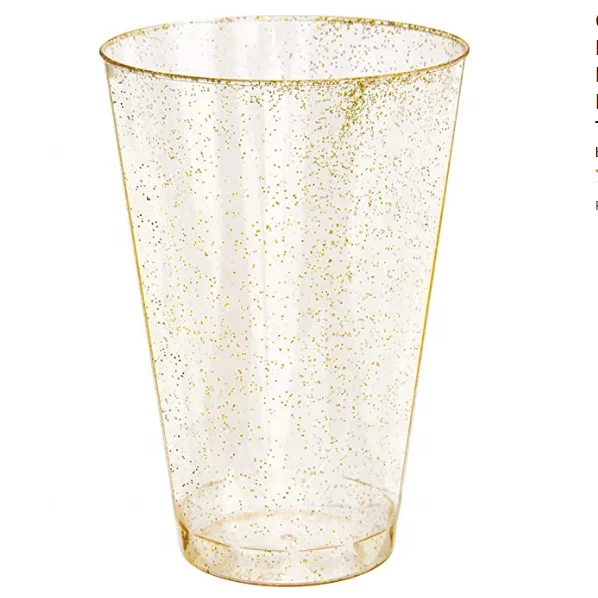 9 унций пластиковый золотой блеск чашки