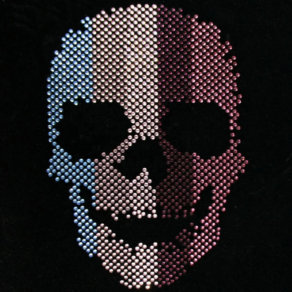 Custom Iron On Rhinestone Transfer Skull Diamond Design Skull 