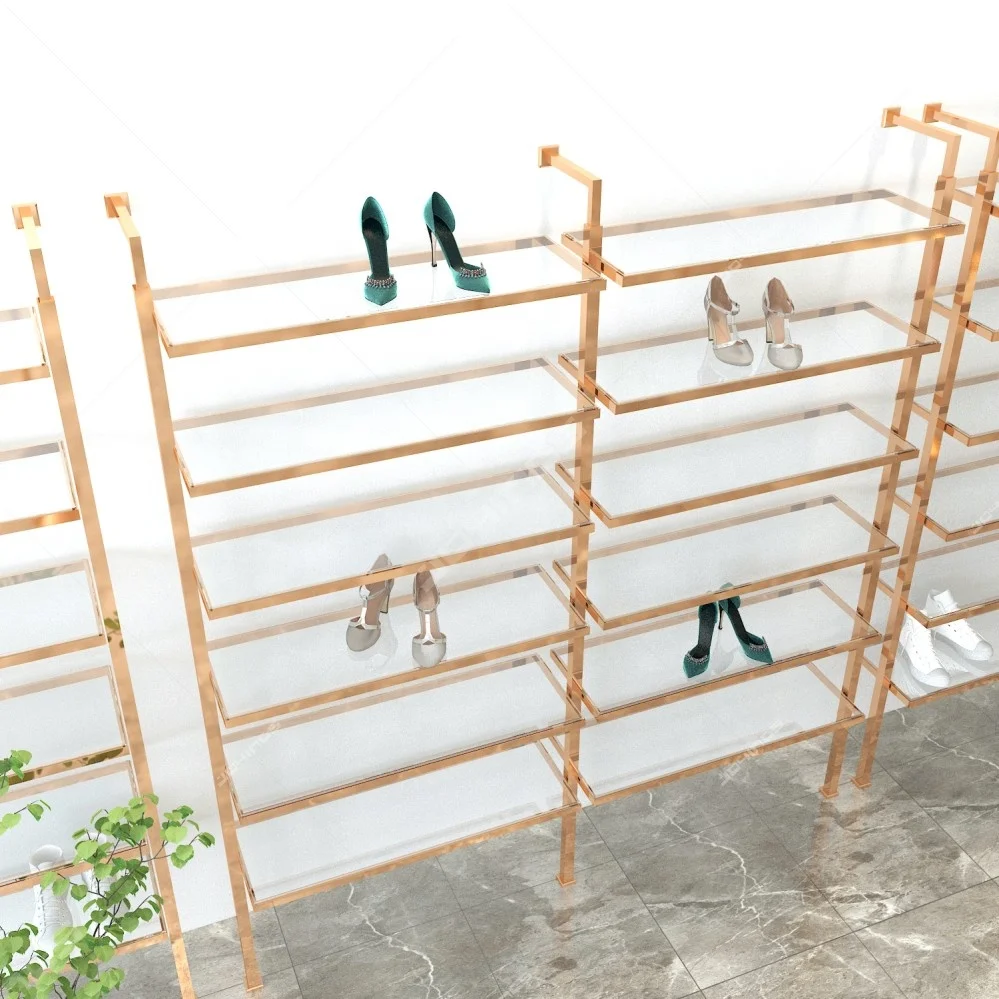 Beautiful Popular Dancing Shelf Shoe Stand for Display Retail Shelving Wall Mount Shoe Display Rack Handbag Display