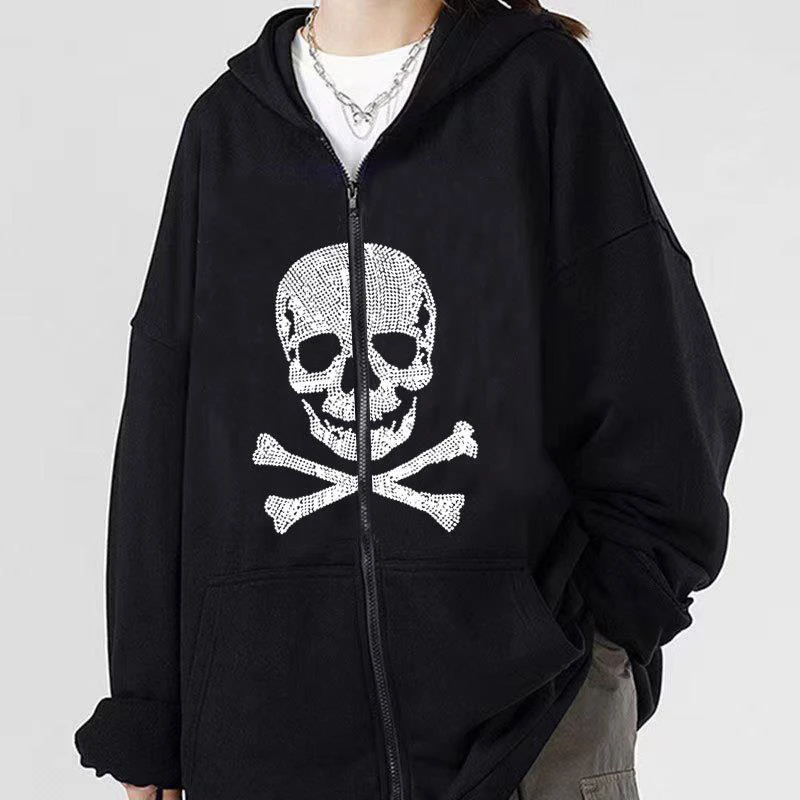 クリスマスファッション SUPPLIER x ECOSYS SKULL FULL ZIP HOODIE