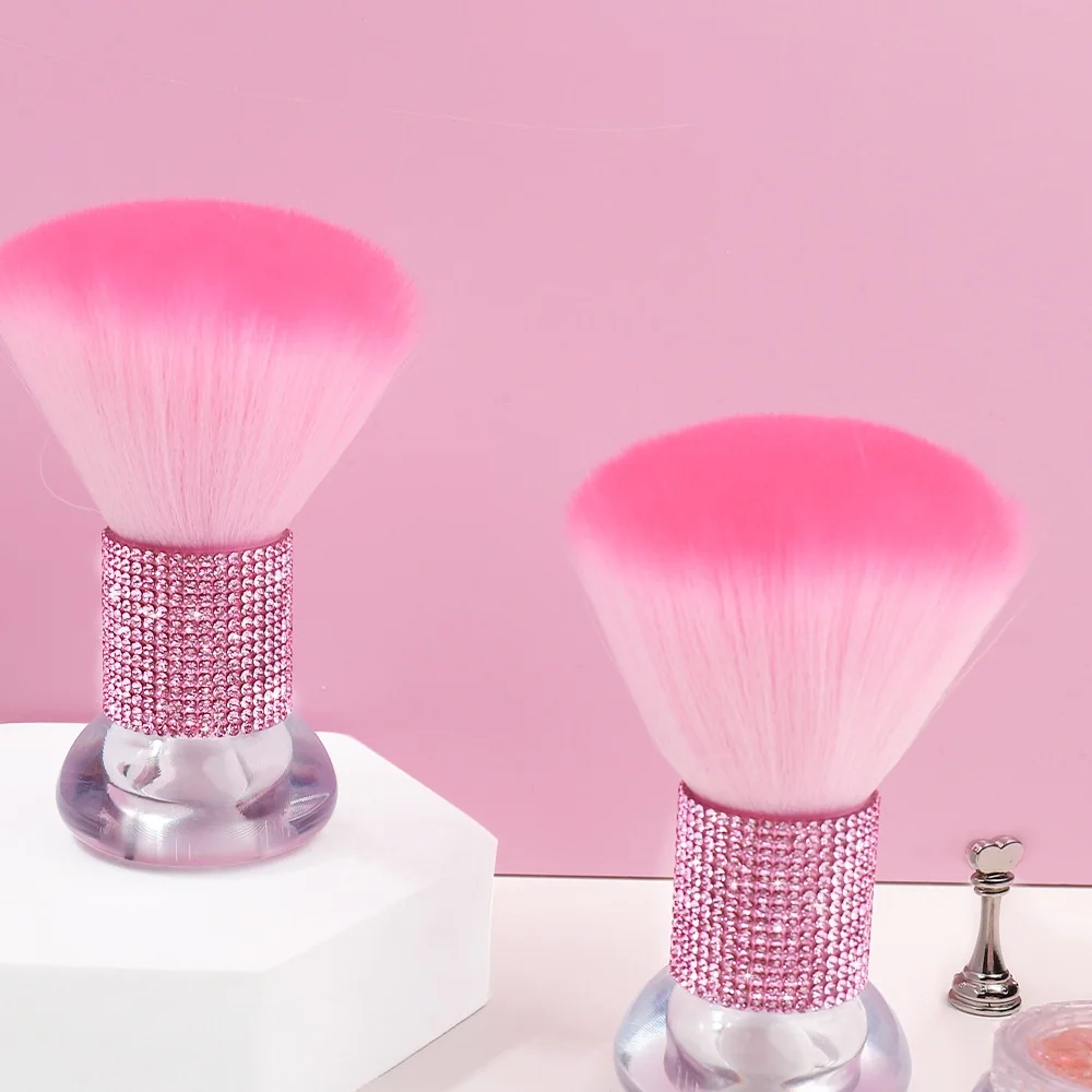 Diamond-Encrusted Multi-Functional Makeup Brush Popular Manicure Dust Nail Supplies Loose Powder Cleaning Tool Mushroom Plastic