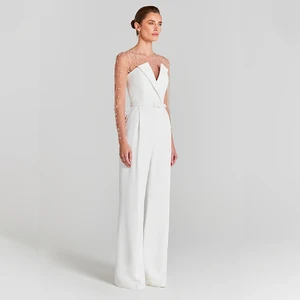 ZYHT 70076 Summer New Fashion Pearl White Jumpsuit Two-piece Set Body Suit High-end Casual Elegant Women's European Fashion