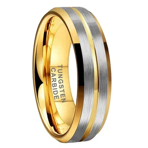 Coolstyle Jewelry 6mm Two Tone Gold Plated Tungsten Carbide Ring for Men Women Wholesale Fashion Engagement Wedding Band