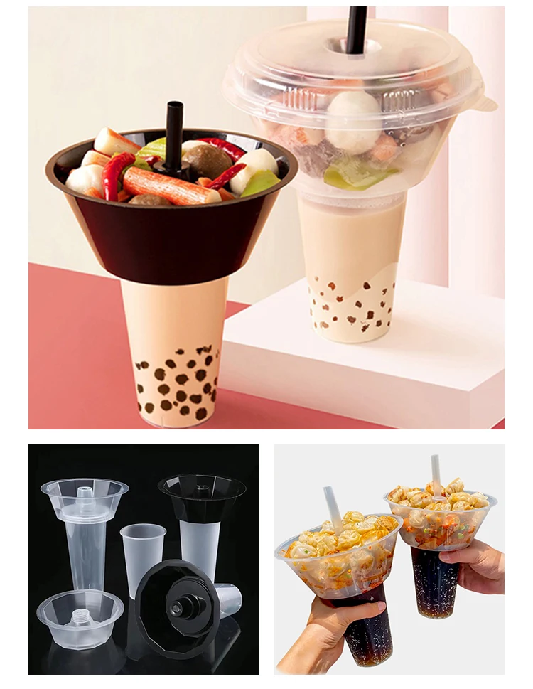 Take Away Food Container Snack Bowl Plastic Drinking Cup Plastic Pp