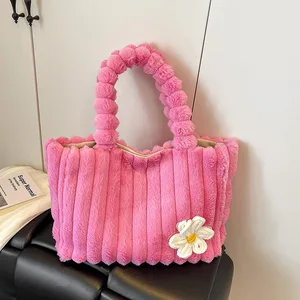 2026 Autumn/Winter New Plush Bag Fashionable and Cute Large Capacity Tote Bag Female Single Shoulder Handbag