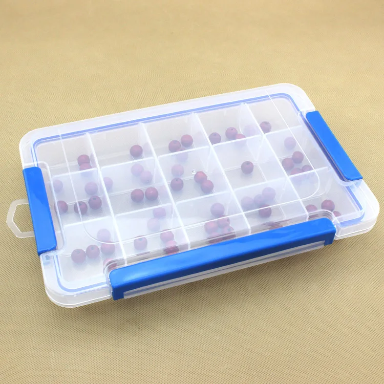 15 Dividers Clear Plastic Storage Container Box Crafts Fasteners Sewing ...