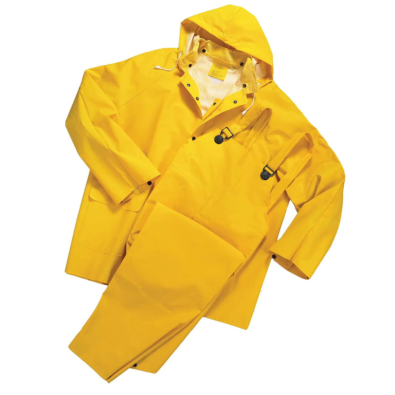 Custom Yellow PVC Polyester Waterproof Rain Jacket Bib Pants Different Thickness Factory Price for Adults