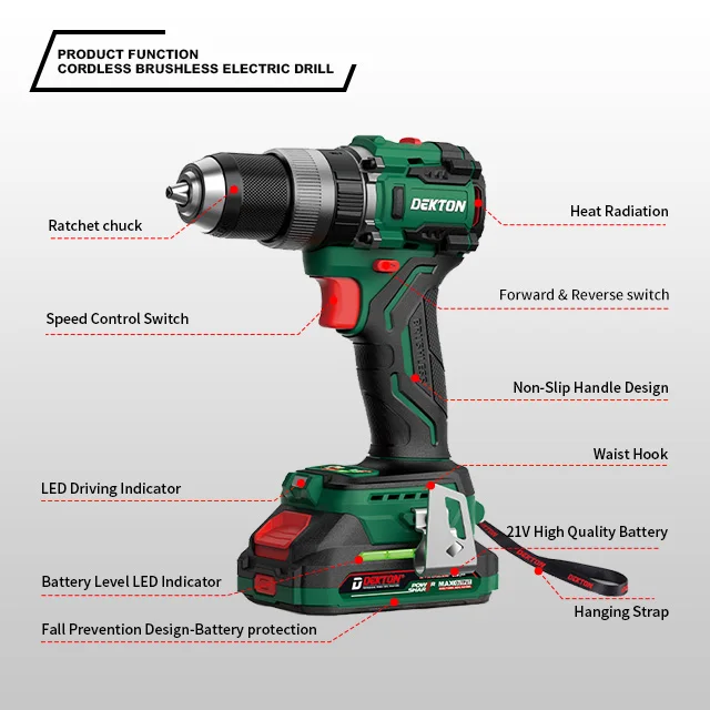 Dekton-C3221 20V Cordless Tools Brushless Motor Cordless Drill Set- 85Nm Dual Speed C/W Lithium Ion Batteries supplier