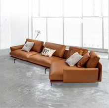 Italian Simple Style Three Seat Modern Furniture Genuine Leather Sofa