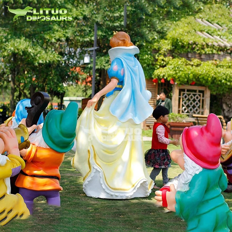 ガーデンパーク装飾用レジン白雪姫と七人の小人像