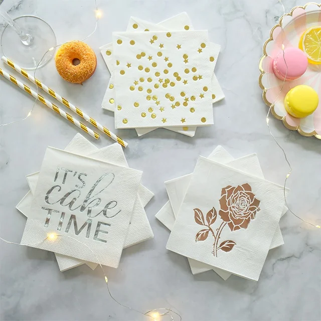 Одноразовые 3-слойные салфетки из золотой фольги