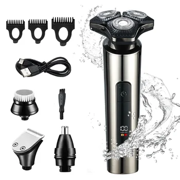 Factory Customized 4-in-1 Men's Electric Shaver RB-306 Waterproof USB Rechargeable Cordless Rotary Electric Shaver for Men