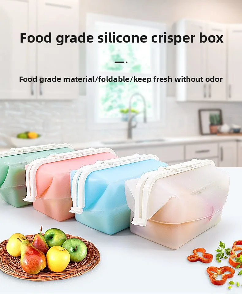 Silicone Fresh-Keeper Storage Box Microwave Heatable & Refrigerator Friendly Anti-Odor Kitchen Food Preservation Container manufacture