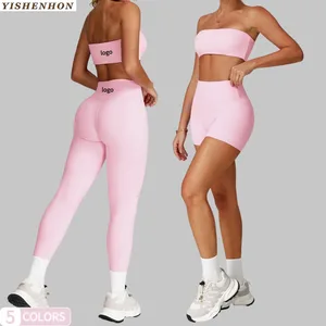 YISHENHON Custom logo Gym 3-pieces Yoga Wear Sets Womens Hip Fitness Quick-Dry Running Fitness Outfit Sport Suits
