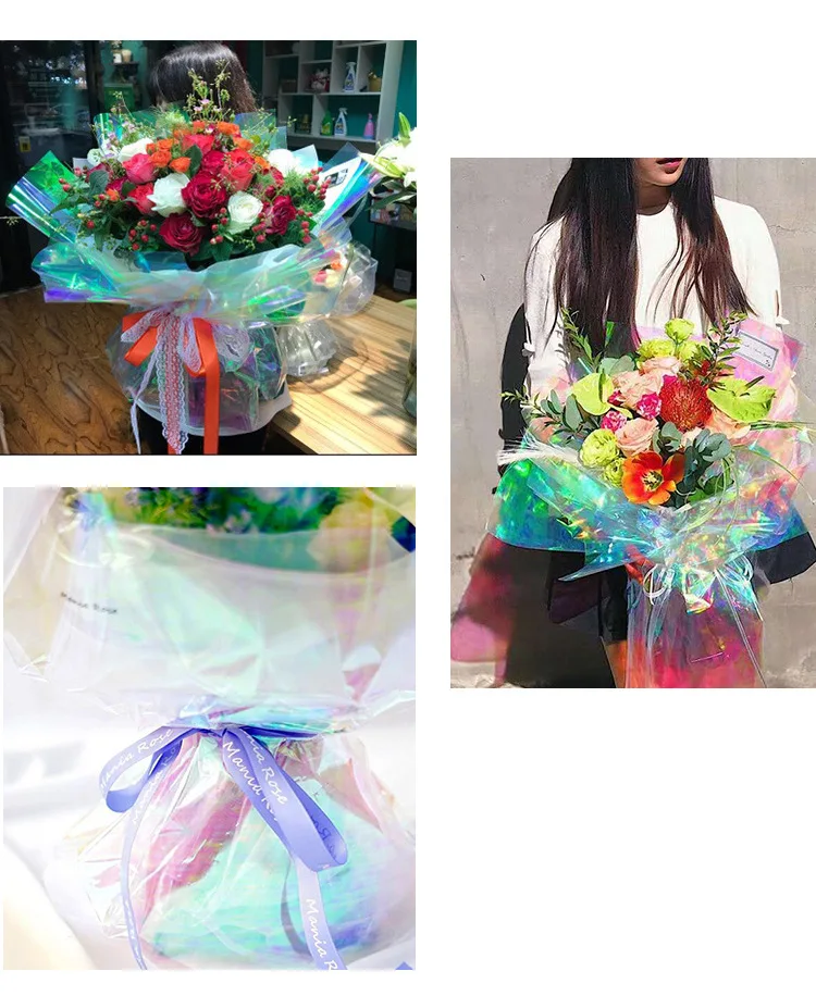5.3 Silk 70cmx50m Bouquet Wrapping Paper Waterproof Material Transparent  Flower Gift Wrapping Paper