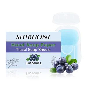 Custom Portable Travel Vegan Blueberry Hand Washing Paper Soap Sheets Daily Moisturizing Brightening Whitening Skin Care Soap