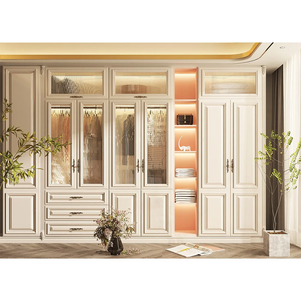 Luxury Par Dormitori Custom Bedroom Solid Wood Modern Armable Closet Bedroom Wardrobe Cabinet Custom Walk In Closet