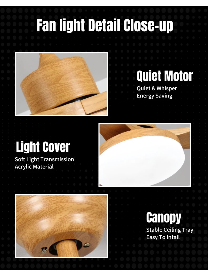 Fans Lamps Decorative Ceiling Fan Price Electric High Quality Powered White Simple Wooden LED Ceiling Fan Light