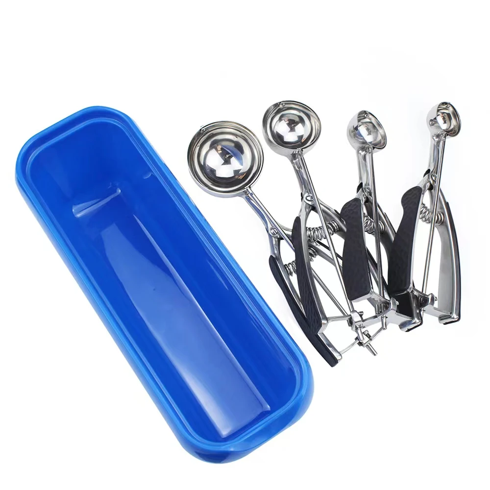 4pcs Cookie Scoop Set Stainless Steel Ice Cream Scooper With Trigger
