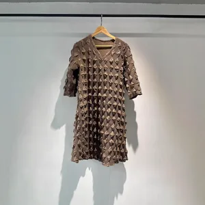 Factory Direct Sales of Elegant Women's Dresses Plus Sizes Solid Color Midi Dresses Miyake Pleated Dresses One Size