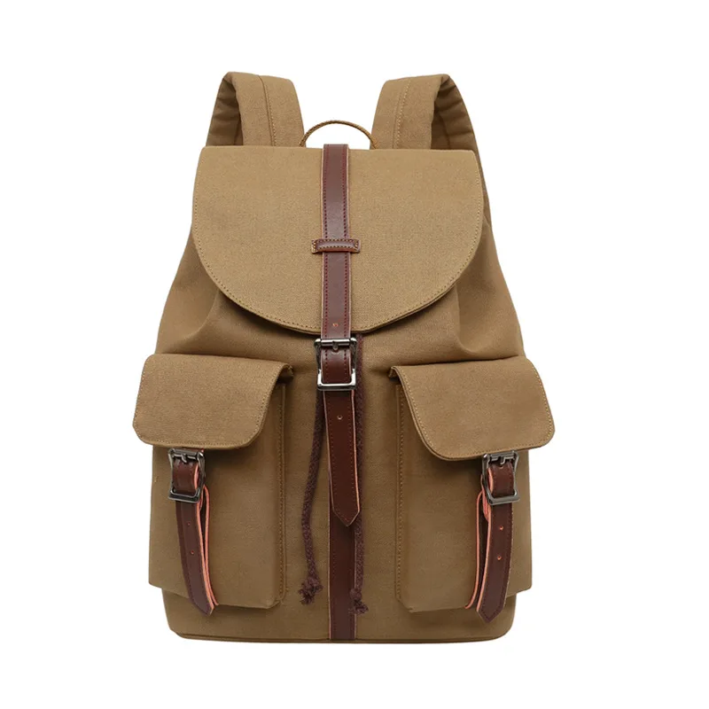 Fashion canvas backpack large capacity bucket bag retro casual trend student schoolbag travel backpack