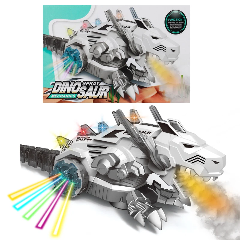 Dinosaurs World Electric Walking Movement Sound Light Water Spray Mechanical Dinosaur Toys for Boy and Girl