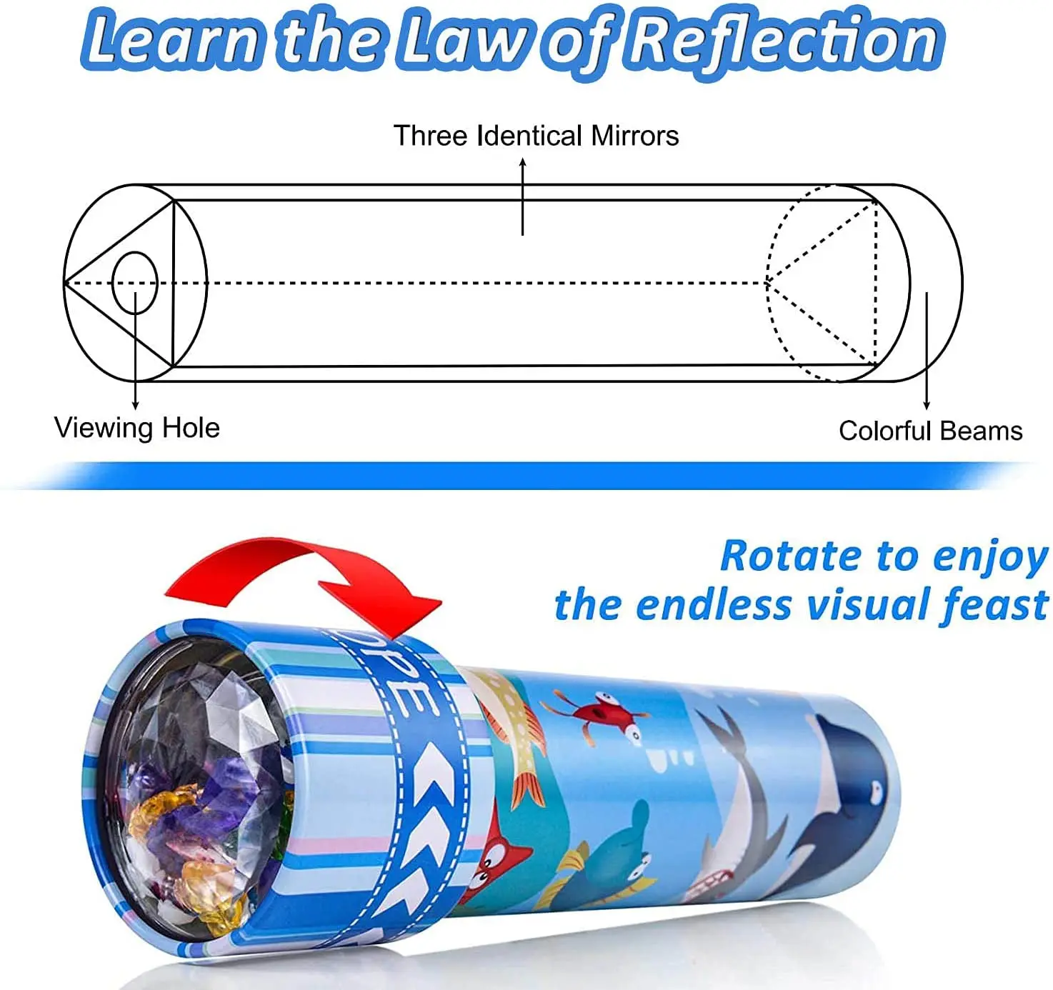 Классический оловянный калейдоскоп, Детская образовательная игрушка-калейдоскоп с металлическим/бумажным корпусом