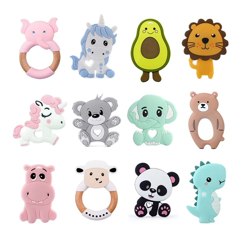 Animal Baby Teething Toy Silicone Teether BPA Free Cartoon Pendant Necklace Chew 