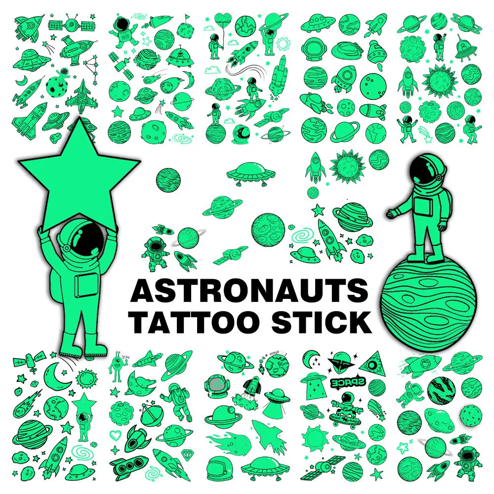 Временный УФ-свет красочная неоновая татуировка наклейка на заказ водонепроницаемая детская светящаяся в темноте