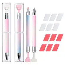 New Nail Dotting Pen Tool Set PVC Holder Wax Head Rotary Dot Drill Nail Polish Crayon Stick Nail Art Dotting Pen