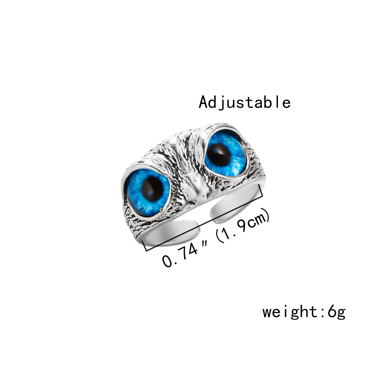 New Retro Blue Eyed Owl Ring