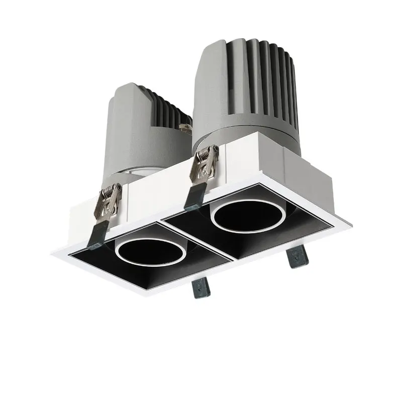 Светодиодные потолочные светильники для проделывания отверстий, встраиваемые фары 2*15 Вт светодиодный Регулируемый потолочный встраиваемый светильник мульти головки светодиодный квадратный даунлайт