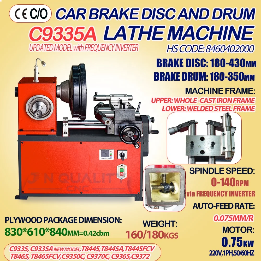 High Speed C9335 C9335A Rotor Break Disc Drum Lathe Machine for Sale with CE