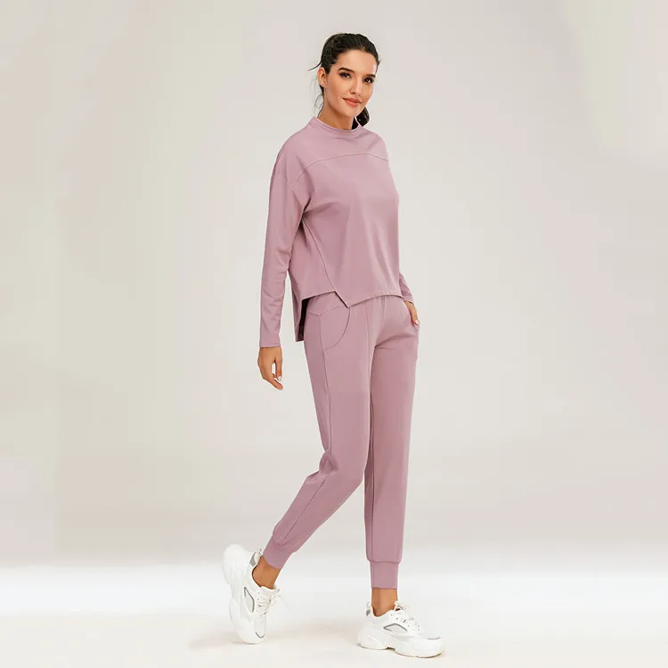 Hot Selling Fashion Women 2 Piece Set Clothing Outfits Long Sleeve   Casual Yoga Workout 2-Piece Suit With Pocket
