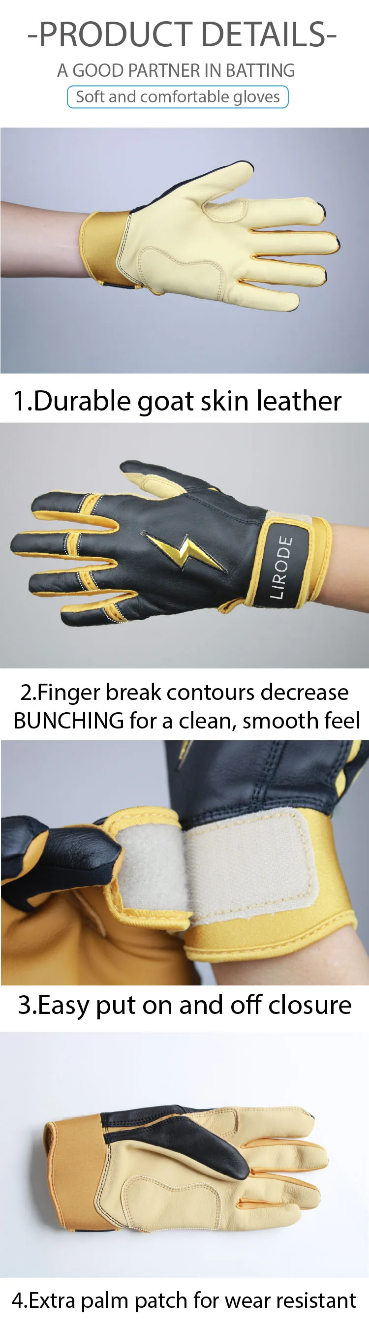 Pro Washable Youth Softball Baseball Gloves Custom Premium Leather Palm