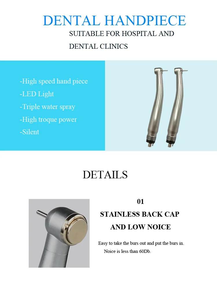 Dental High Speed Handpiece Set Antisuction Contra Angle Dental
