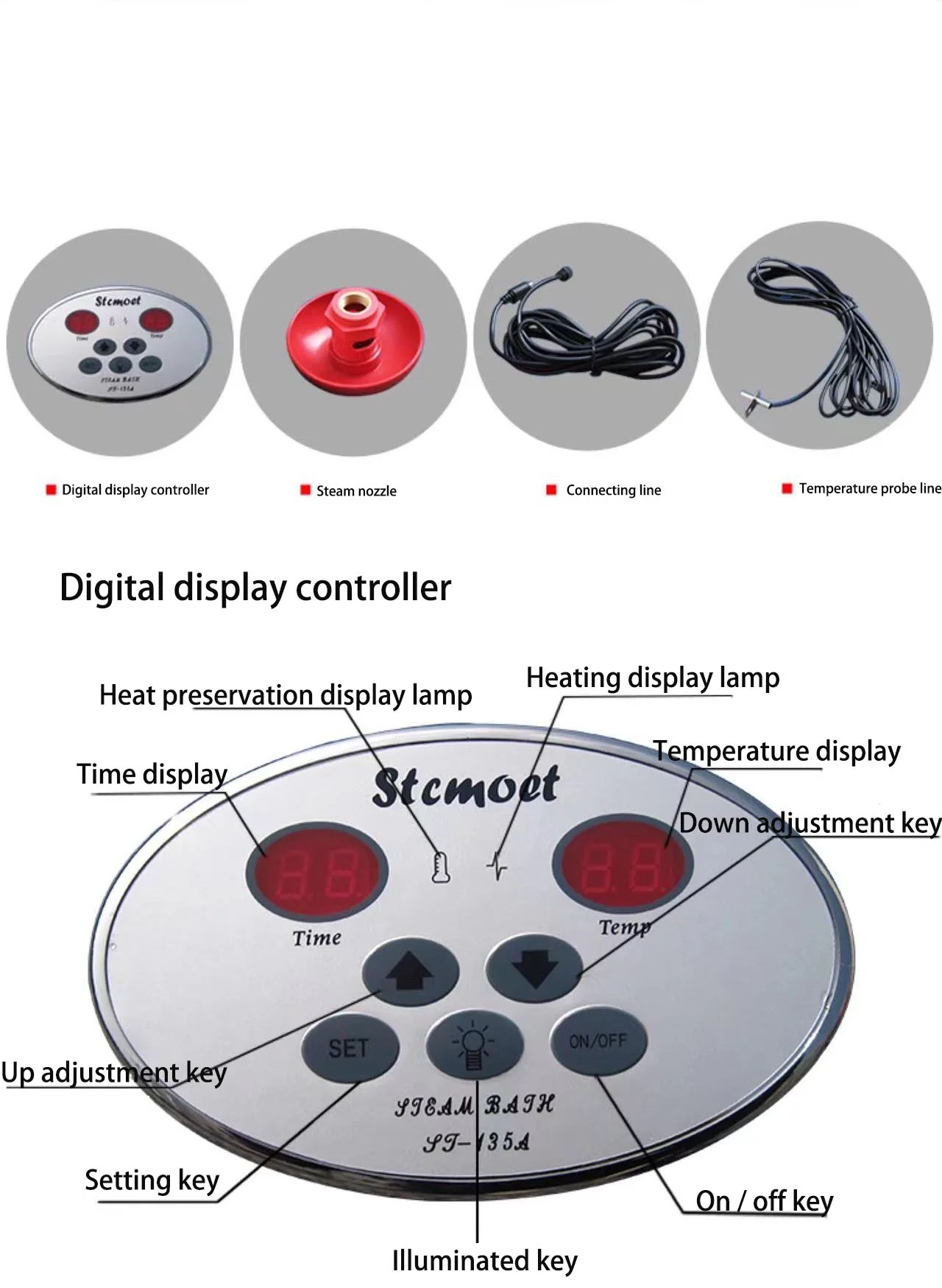 Controller Replacement for  STCMOET Series Wet Steam Sauna Room Sauna Steam Generator