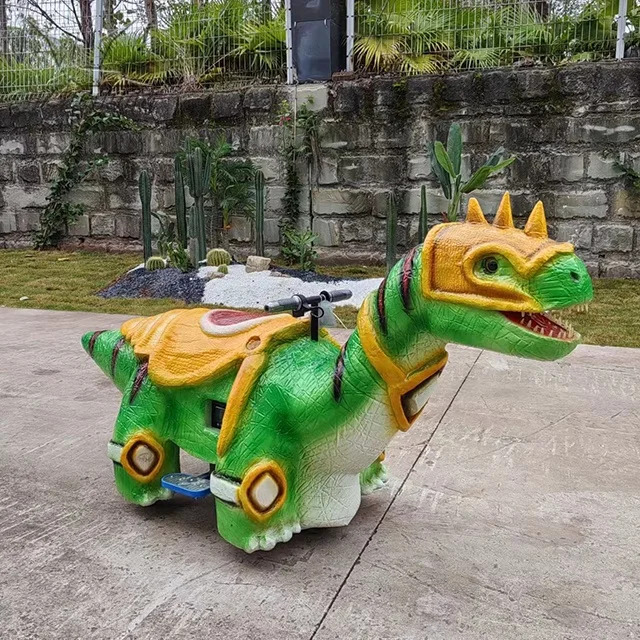 Theme Park Rides Amusement Battery Coin Operated Interactive Dinosaur Scooter Rides Car Toy for Sale