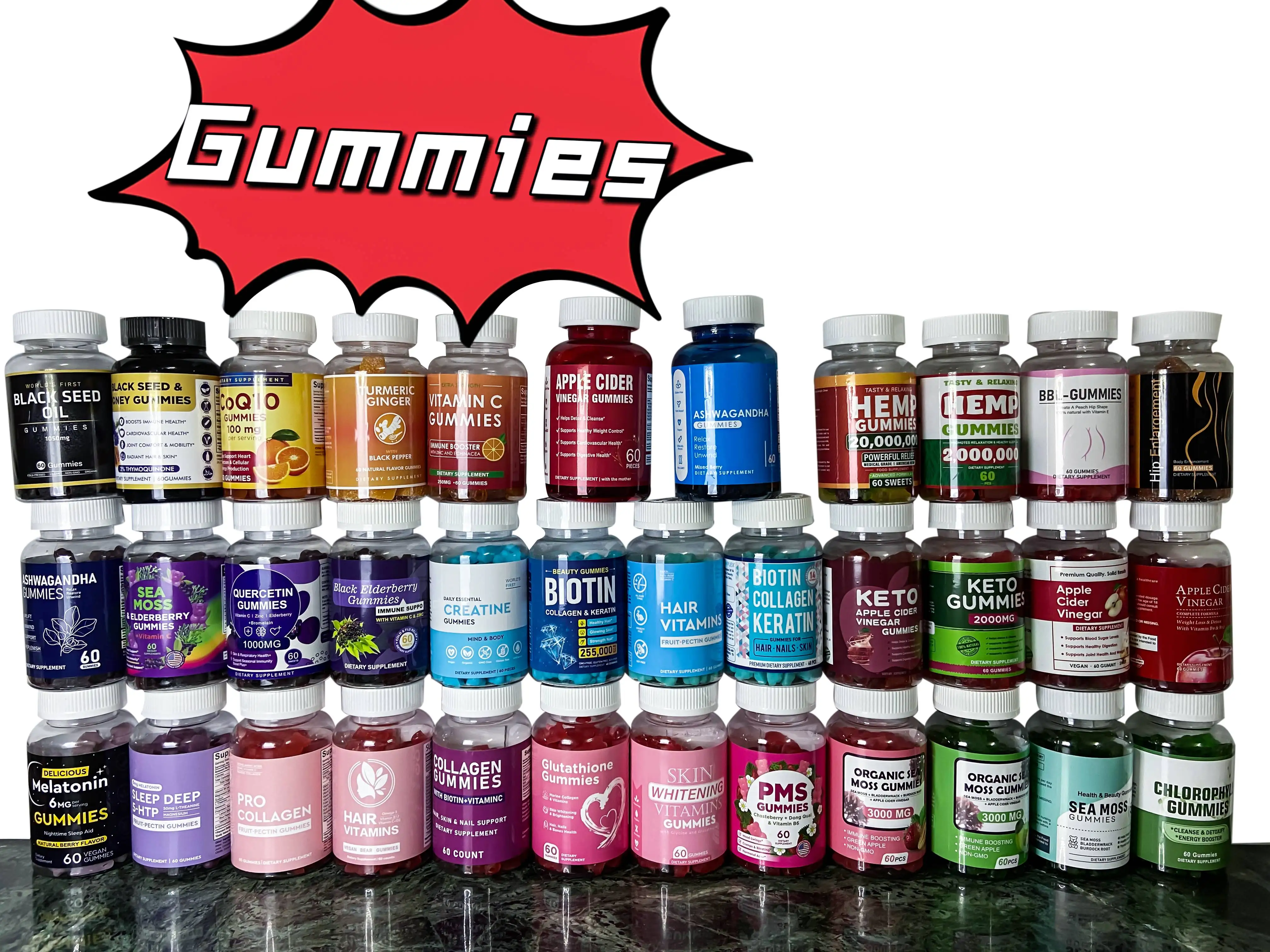 OEM Private Label Gluta Skin Gummies Whitening Glow Brightening Acne Marks Light Spot Collagen Adults