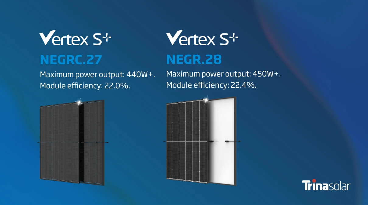 Trina Vertex S+ N-type Tsm-neg9.28 Dual Glass 425w 420w 415w 400w Solar ...