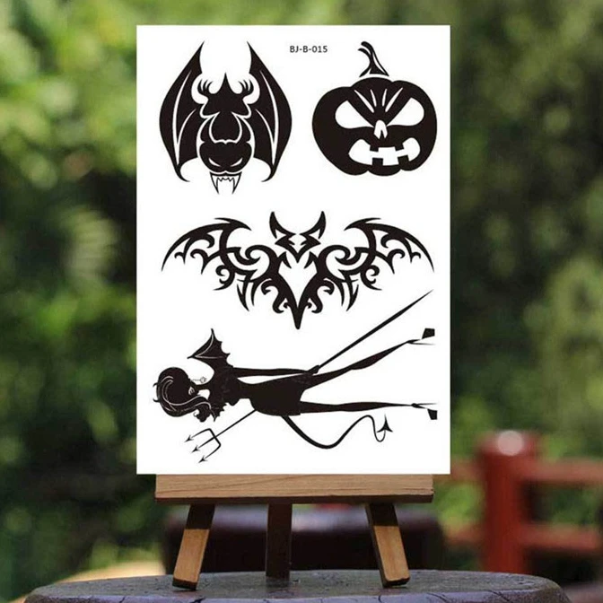 Custom design cute monster temporary tattoos stickers sheet for face Non-toxic black skull tattoo sticker