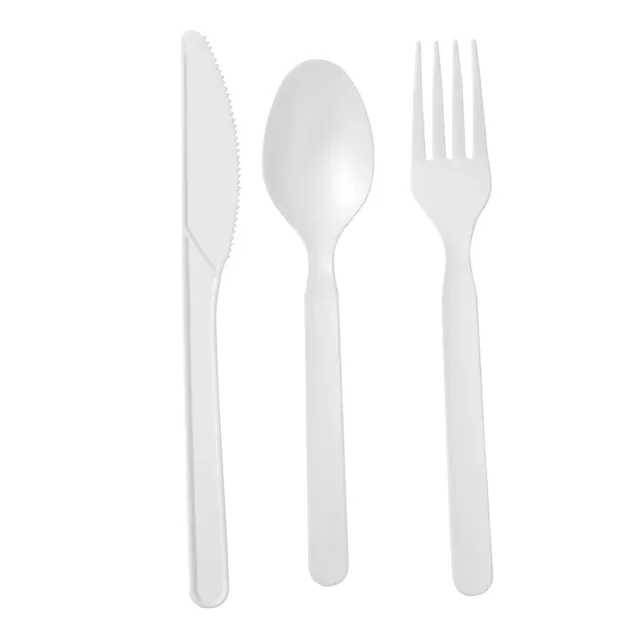 100% Compostable Biodegradable CPLA Tableware Factory Price  PLA Cutlery Knife Fork Spoon PLA Cutlery Set