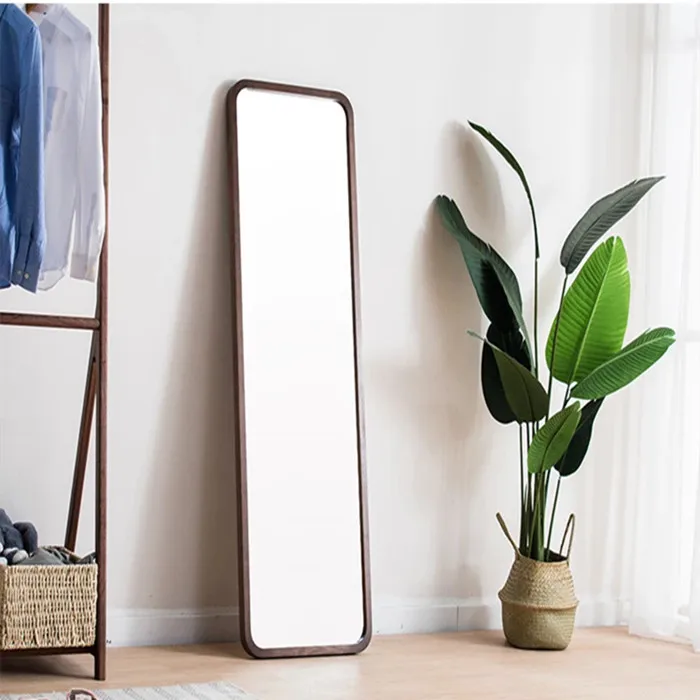 Large Rectangular Wood Frame Full-Length Standing Mirror Luxury Home Decor Dressing Anti-explosion for Dressing Room Use