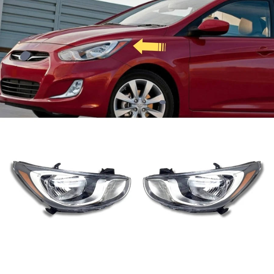 Tiypeor Headlight Head Light for Hyundai Accent 2011-2014  Car Lights Front Lamp Car Parts Replacement Auto Headlamp