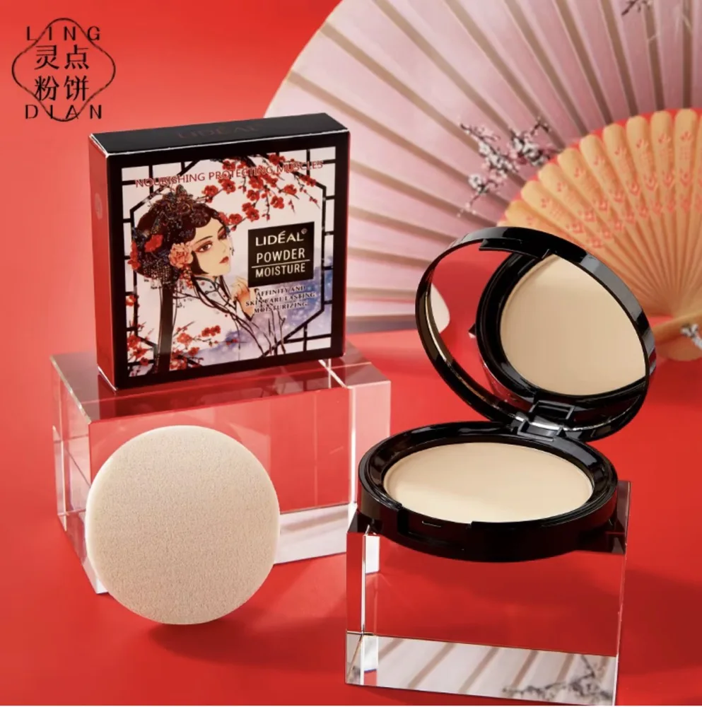 LIDEAL  Silk Chinese Palace  Moisturizer Concealer Oil-control Pressed Powder Foundation